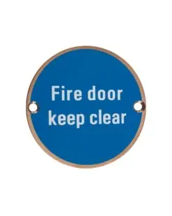 Zoo Hardware ZSS11-PVDBZ Signage - Fire Door Keep Clear - 76mm dia PVD Bronze