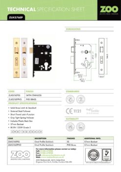 Zoo Hardware ZUKS76EPPCB Euro Profile Sash Lock - 76mm C/W Forend and Strike Powder Coated Black