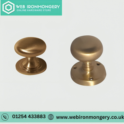 Satin brass door knobs