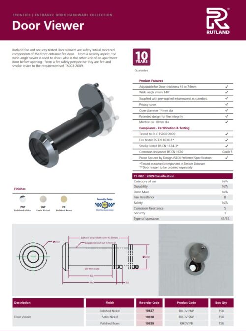 Door Viewer Eye Viewer Includes Intumescent