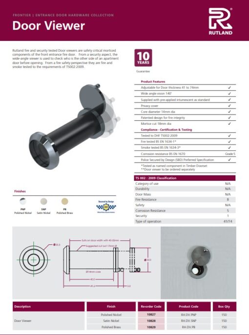 Door Viewer Eye Viewer Includes Intumescent