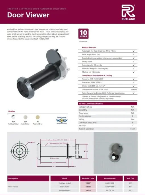 Door Viewer Eye Viewer Includes Intumescent