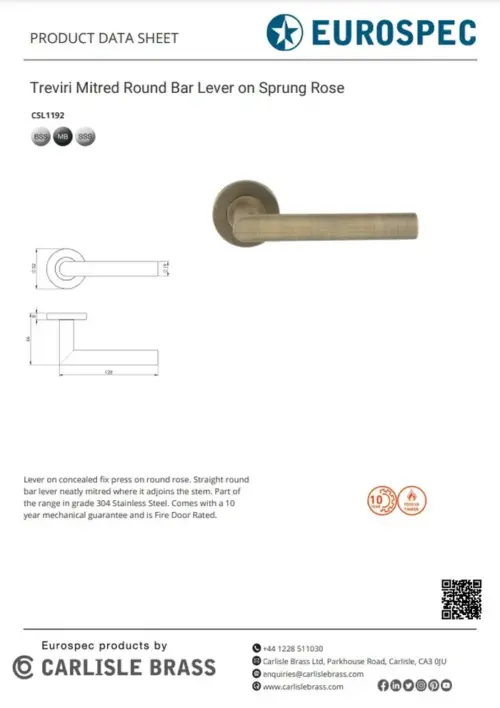 Treviri Mitred Round Bar Lever on Sprung Rose