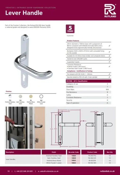 Lever Handle on Backplate 92mm RTD SS304