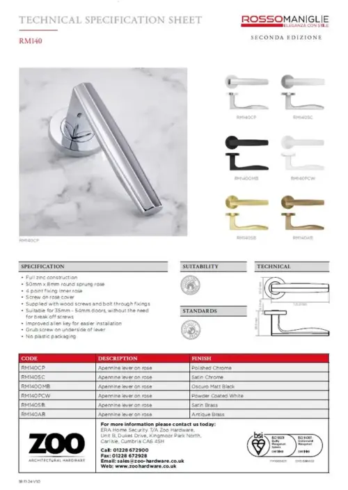 Zoo Hardware Appenine Lever On Round Rose Door Handle