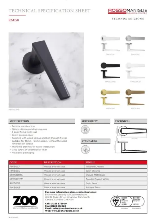 Zoo Hardware Aldo Lever On Round Rose Door Handle