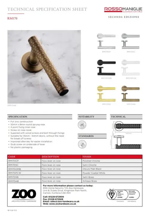 Zoo Hardware Favo Lever On Round Rose Door Handle