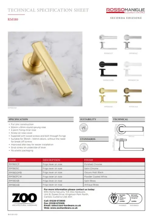 Zoo Hardware Frigo Lever On Round Rose Door Handle