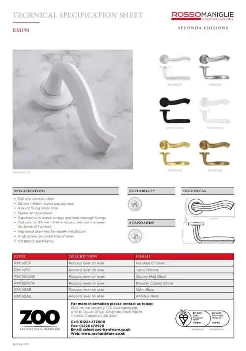 Zoo Hardware Rococo Lever On Round Rose Door Handle