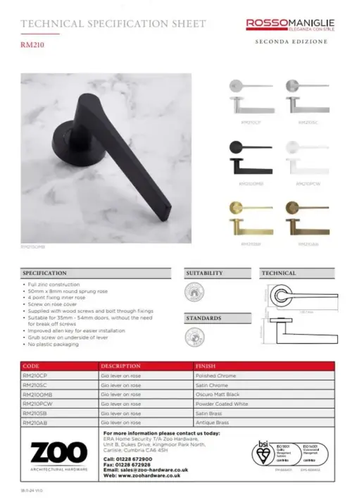 Zoo Hardware Gio Lever On Round Rose Door Handle