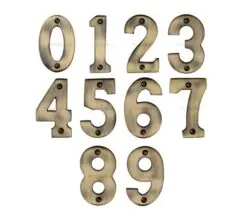 Heritage Brass 0-9 Screw Fix Numerals (76Mm - 3"), Antique Brass