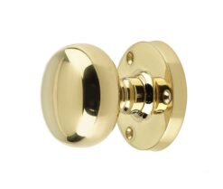 Mushroom Mortice Door Knob Polished Brass