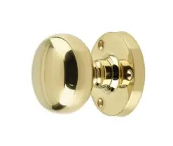 Mushroom Mortice Door Knob Polished Brass