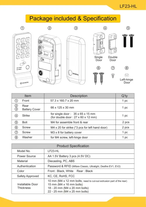 EUROART EALF23-HL Smart Digital Lock for Cabinet & Lockers