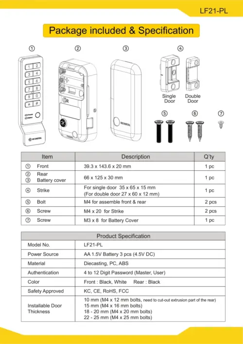 EUROART EALF21-PL Smart Digital Lock for Cabinet & Lockers