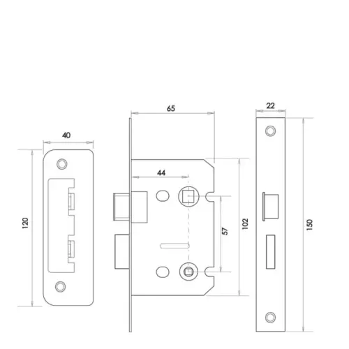 Bathroom locks with Square Forend & Radiused Strike Plate