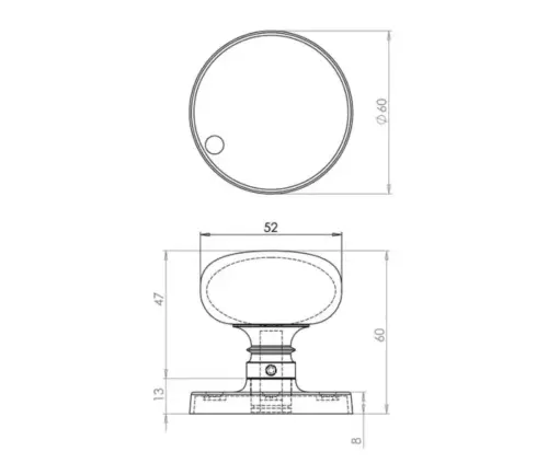 Mushroom Door Knobs 60mm Diameter