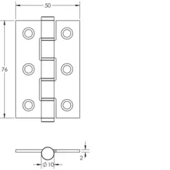 Stainless Steel Grade 7 SS Washered Hinges 76x50mm