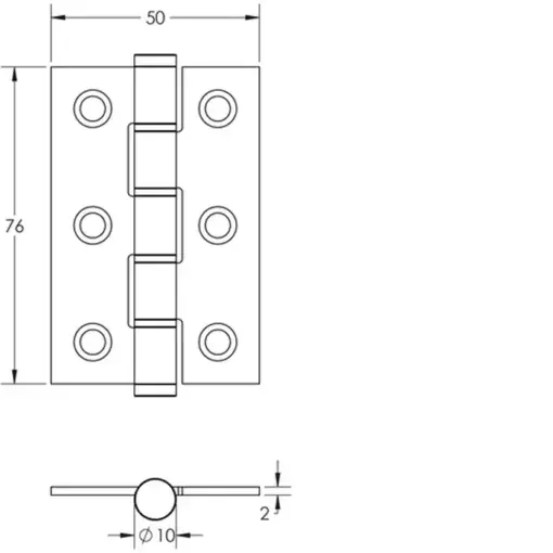 Stainless Steel Grade 7 SS Washered Hinges 76x50mm