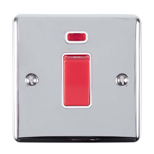 Enhance Decorative 45Amp Switch With Neon Indicator - Single Plate