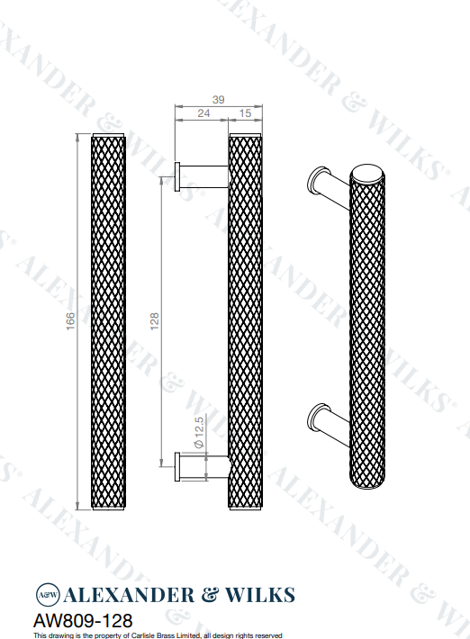 Crispin Knurled T-bar Cupboard Pull Handle - Image 2