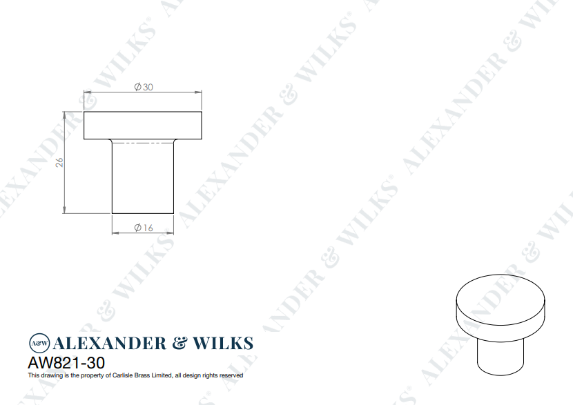 Hanover Plain Cupboard Knob - Image 2