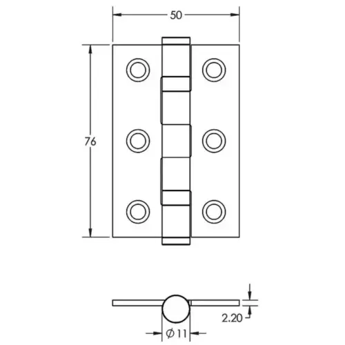 Grade 7 Steel Ball Bearing Hinges 76x50mm