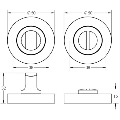 Designer Turns & Releases 50mm Round Rose no Indicator