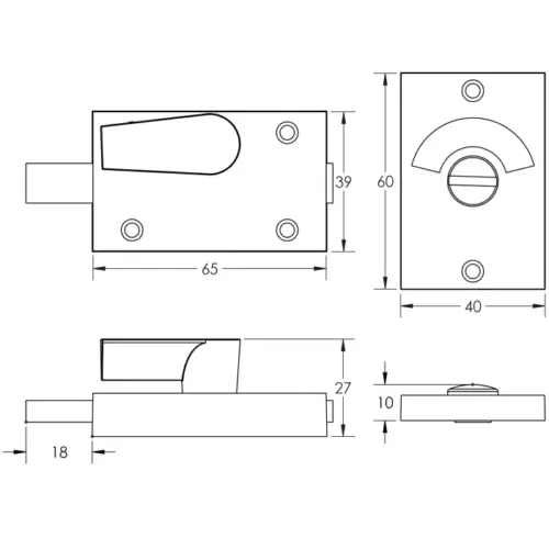 Bathroom Indicator Bolt 61x42mm