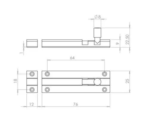 Aluminium Straight Barrel Door Bolts
