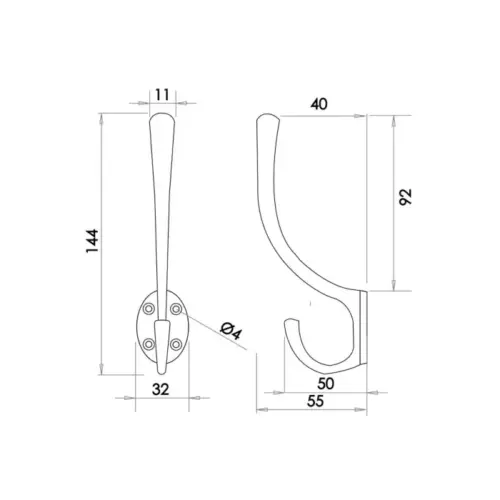 Solid Brass Hat & Coat Hook