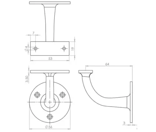 Solid Brass Handrail Brackets