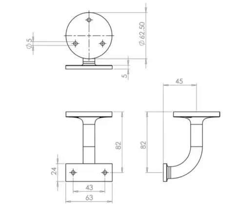 Aluminium Hand Rail Brackets