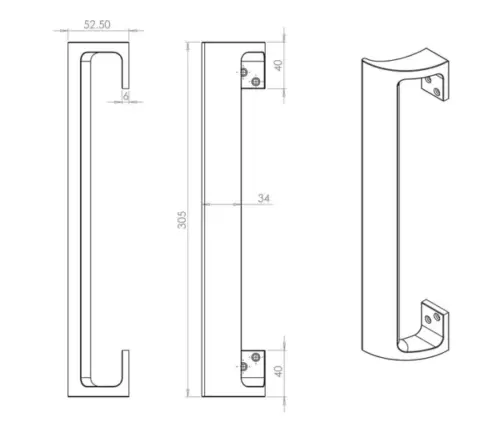 Aluminium Cranked Pull Handles