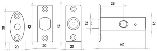Mortice Rackbolt 61mm