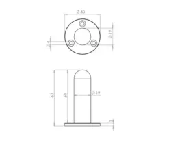Nero Cylinder Wall Mounted Door Stop on Rose