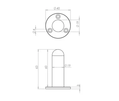 Nero Cylinder Wall Mounted Door Stop on Rose