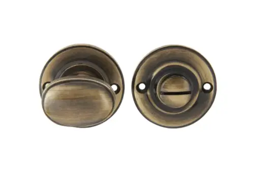 Frelan Hardware Round Bathroom Turn & Release (40Mm Diameter), Antique Brass