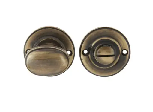 Frelan Hardware Round Bathroom Turn & Release (40Mm Diameter), Antique Brass