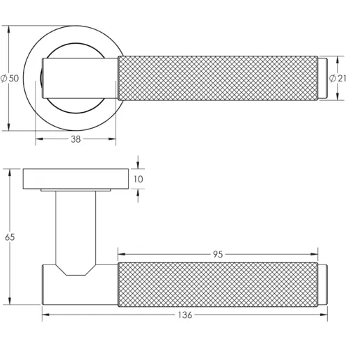 Knurled Door Handles - 136 x 65mm