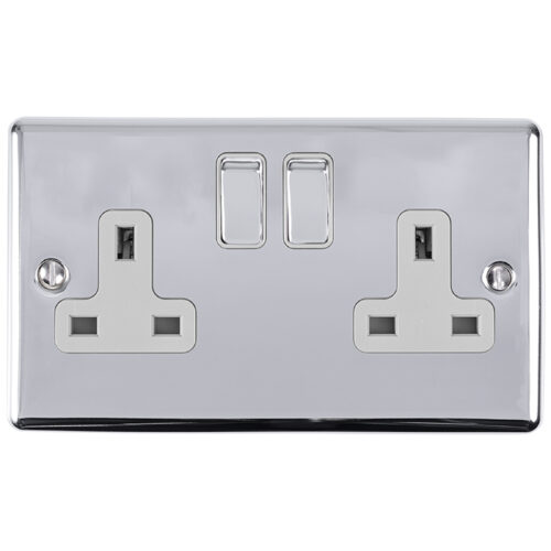 Eurolite En2Sopcg 2 Gang 13Amp Dp Switched Socket Polished Chrome Enhance Range Grey Trim