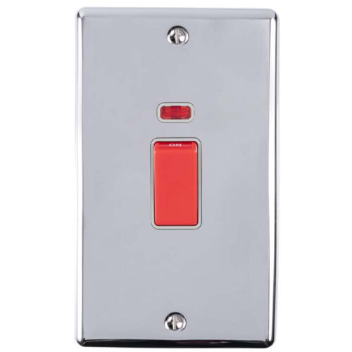 Eurolite En45Aswnpcg 2 Gang 45Amp Dp Switch With Neon Polished Chrome Enhance Range Grey Trim