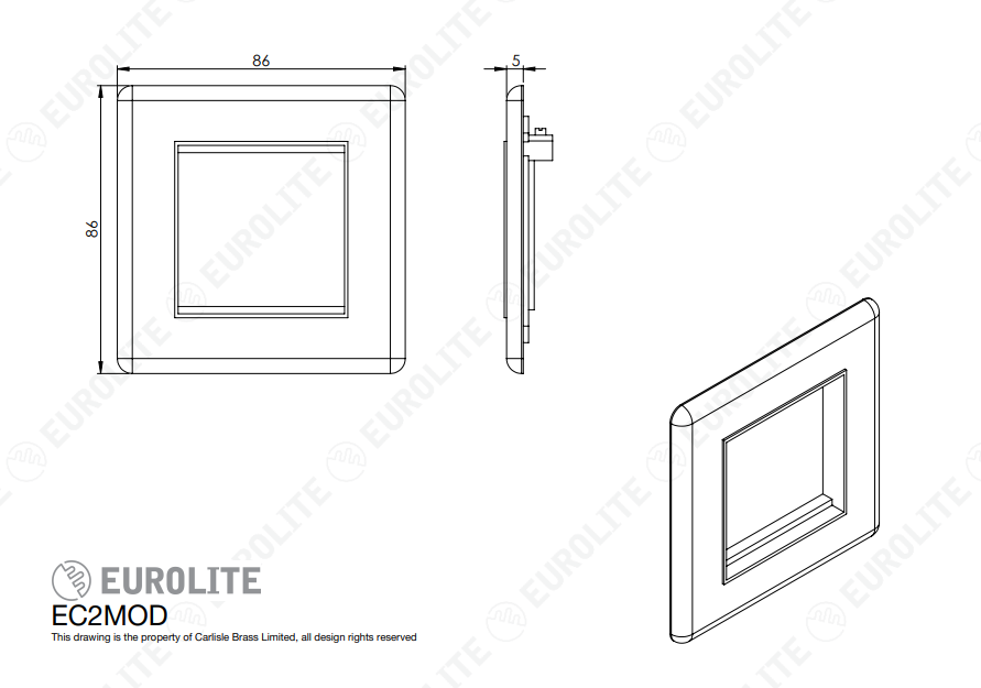 Concealed 3mm 2 Gang Module Frame - Image 2