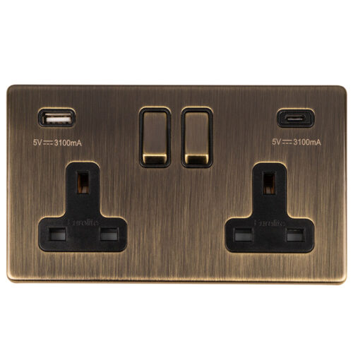 Concealed 3mm 2 Gang USBC Socket
