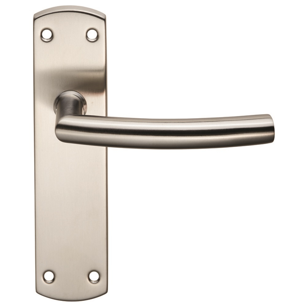 Residential Arched Lever on Backplate Satin Stainless Steel