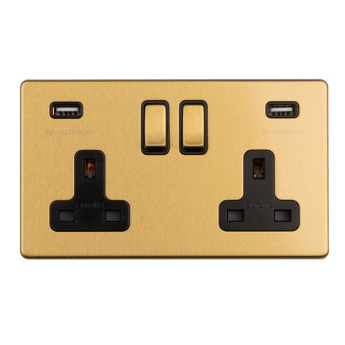 Concealed 3mm 2 Gang USB Socket
