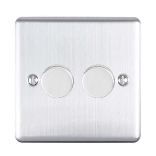 Eurolite En2Dledss 2 Gang 400W/Led 2Way Dimmer Switch Satin Enhance Range