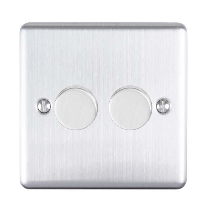 Eurolite En2Dledss 2 Gang 400W/Led 2Way Dimmer Switch Satin Enhance Range