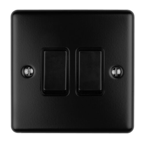 Eurolite EN2SWMBB 2 Gang 10Amp 2-Way Switch Matt Black Enhance Range Black Trim