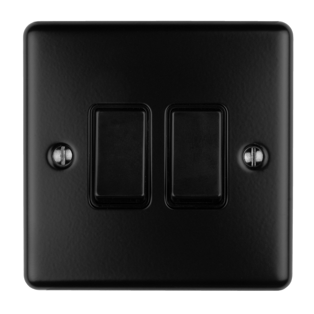 Eurolite EN2SWMBB 2 Gang 10Amp 2-Way Switch Matt Black Enhance Range Black Trim